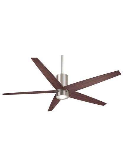 Symbio 56 inch Ceiling Fan in Brushed Nickel/Dark Walnut.
